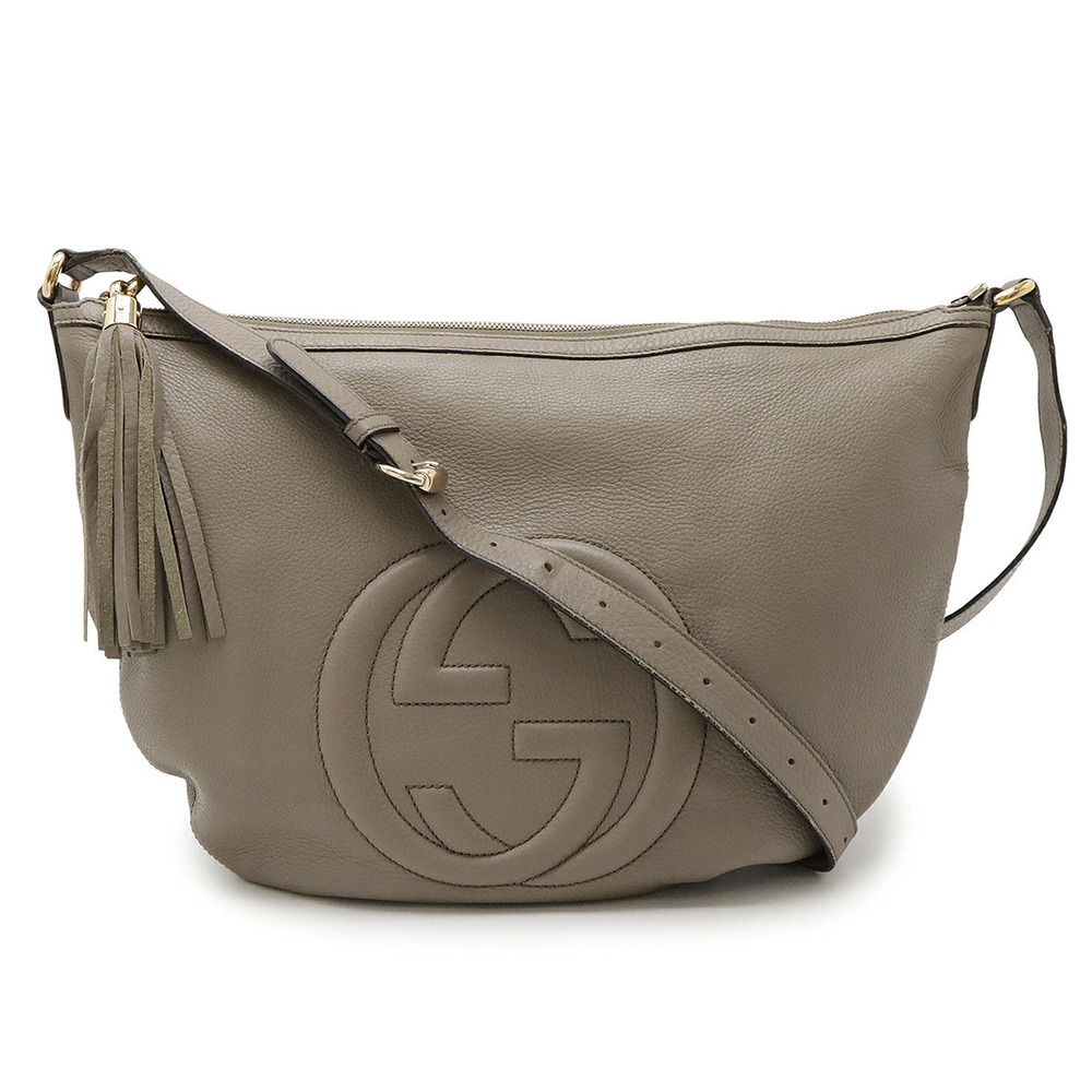 Gucci Soho Interlocking G Fringe Tassel Crossbody Bag Leather Black